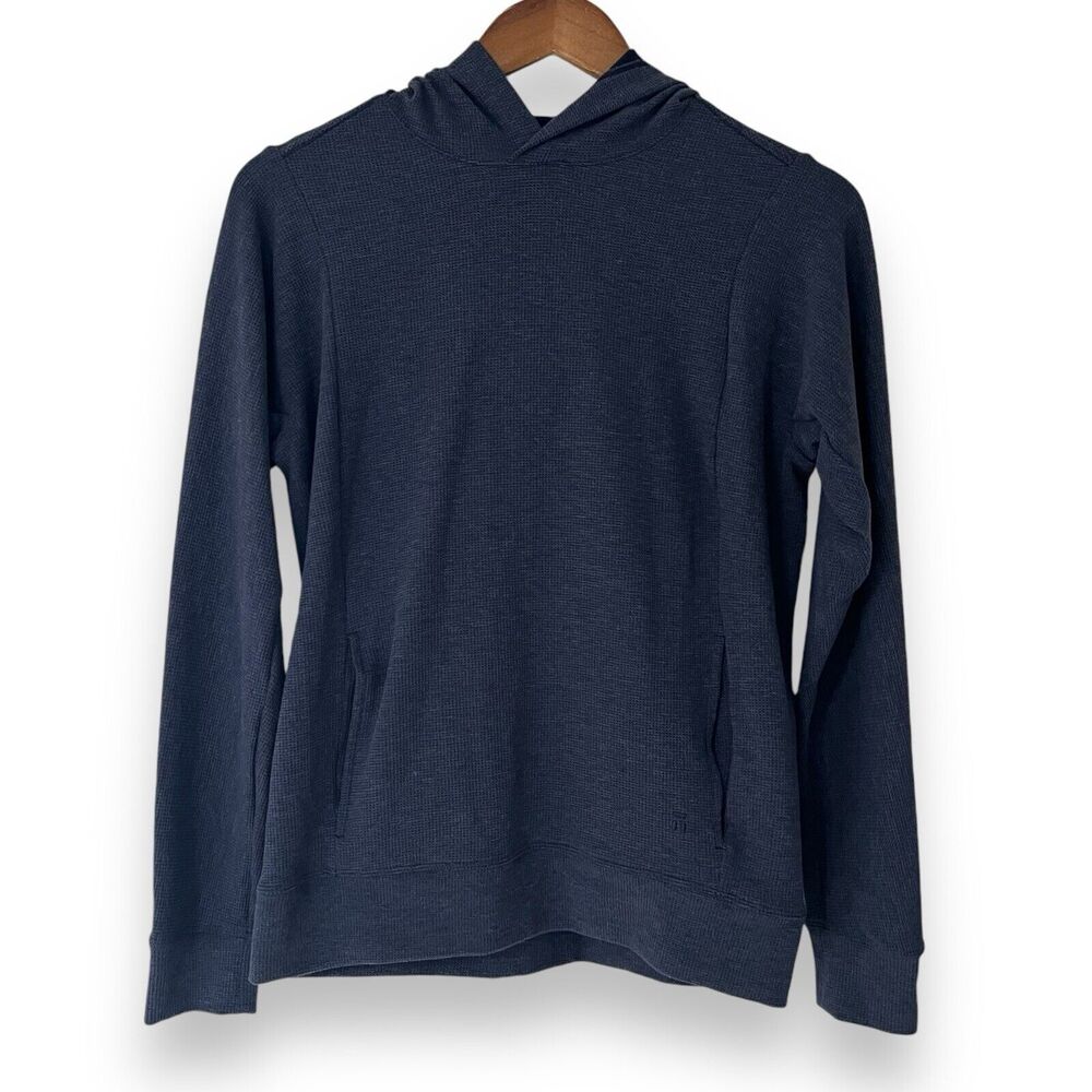 Tommy John Womens Zen Waffle Hoodie Size XS Navy Blue Loungewear Thermal Pockets